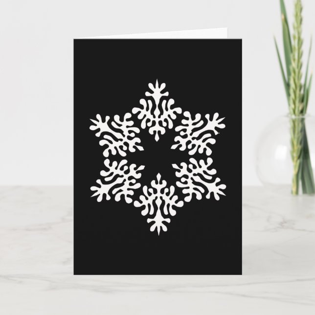 Scandinavian White Christmas Snowflake Holiday Card (Front)