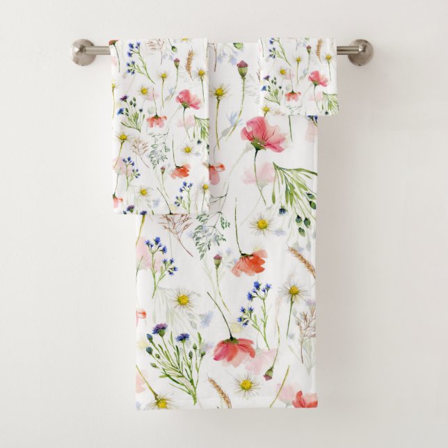 Scandinavian Wildflowers Meadow Bath Towel Set (Insitu)