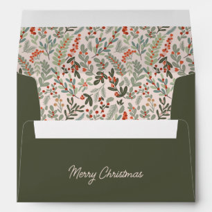 Scandinavian Winter Floral and Berry Holiday Card Envelope