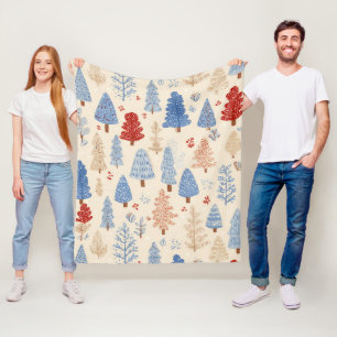Scandinavian Winter Forest Pattern (1) Fleece Blanket