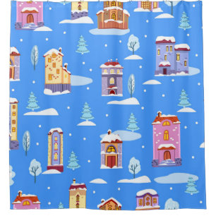 Scandinavian Winter Houses Snow Pattern