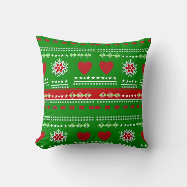 Scandinavian Winter Scene Throw Pillow (Front)