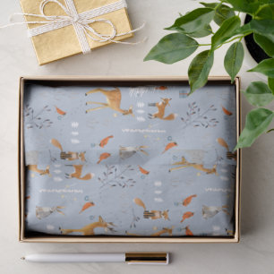 Scandinavian Woodland Animals Christmas Holiday Tissue Paper