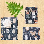 Scandinavian Woodland Animals Christmas winter Wrapping Paper Sheet<br><div class="desc">This design may be personalized by choosing the Edit Design option. You may also transfer onto other items. Contact me at colorflowcreations@gmail.com or use the chat option at the top of the page if you wish to have this design on another product or need assistance with this design. See more...</div>