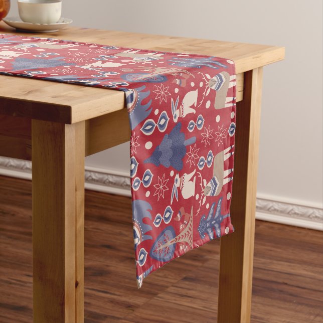 Scandinavian Woodland Animals Forest Long Table Runner (In Situ)