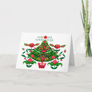Scandinavian Xmas God Jul Folded Greeting Card 3