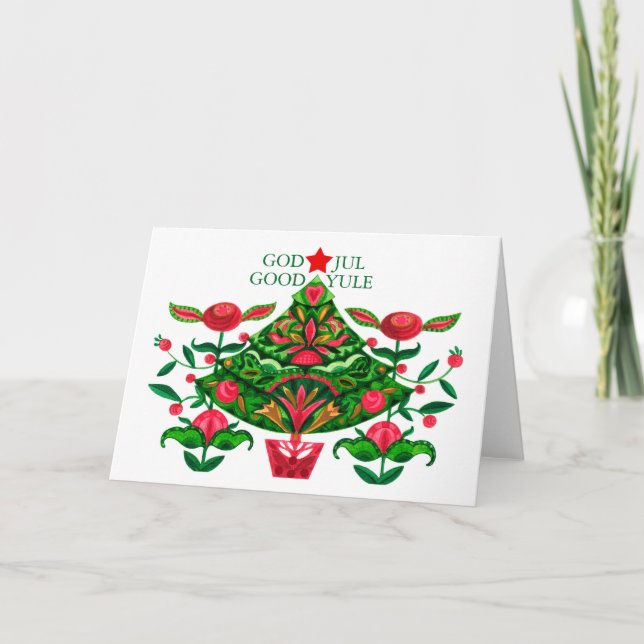 Scandinavian Xmas God Jul Folded Greeting Card 3 (Front)