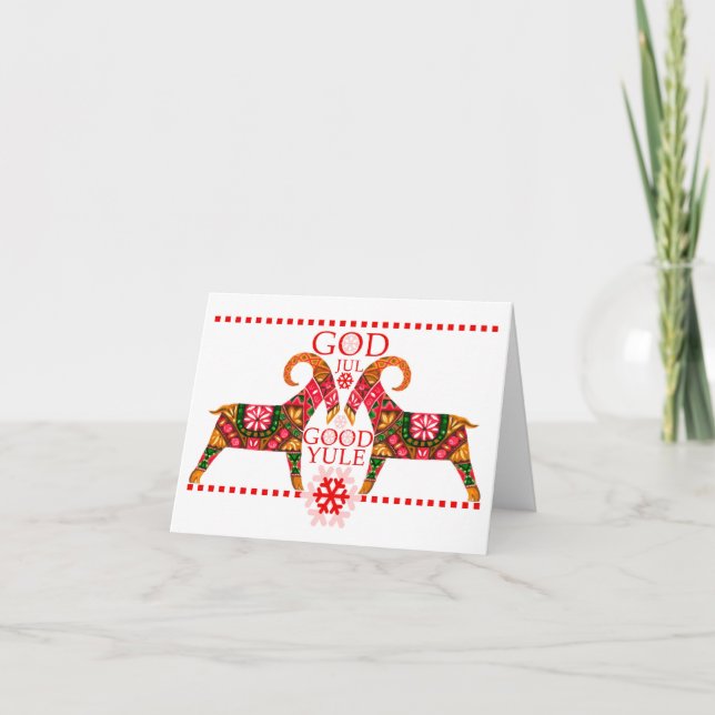 Scandinavian Xmas Jul Bock Folded Greeting Card (Front)