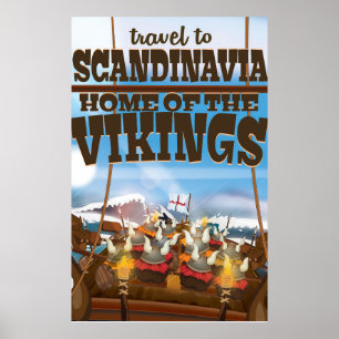 Scandinavie maison des vikings affiche de dessin a