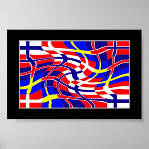 Scandinavy Wavy (Scandinavian Flags) Poster