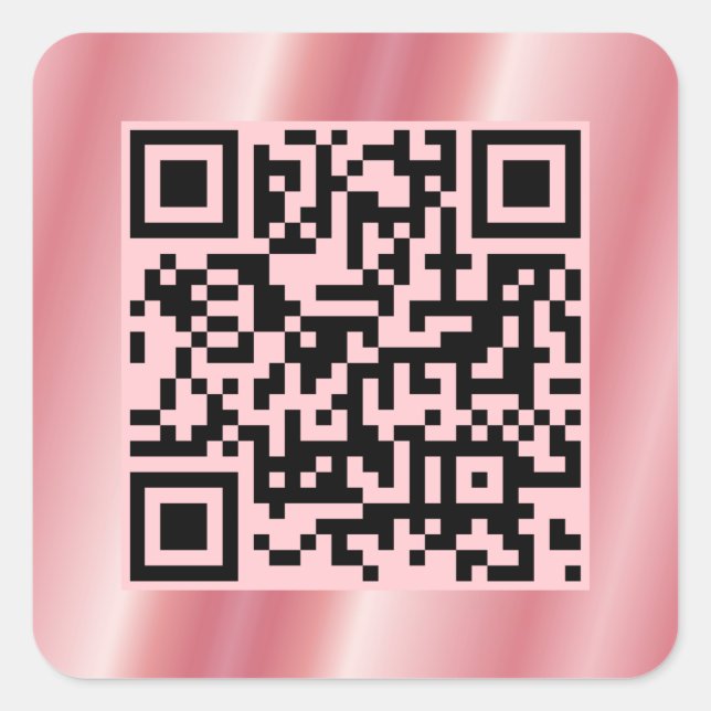 Scann Me QR Code Elegant Rose Gold Customer Square Sticker (Front)