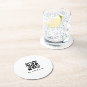 Scannable Business Website QR Code Advertising  Round Paper Coaster