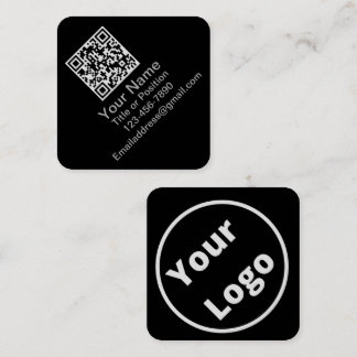 Scannable QR Code Black and White Customizable Square Business Card