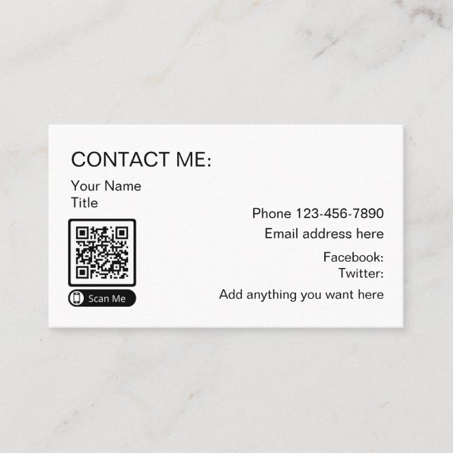 Scannable QR Code Business Contact Cards (Front)