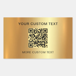 Scannable QR Code Custom Text Elegant Faux Gold Sticker