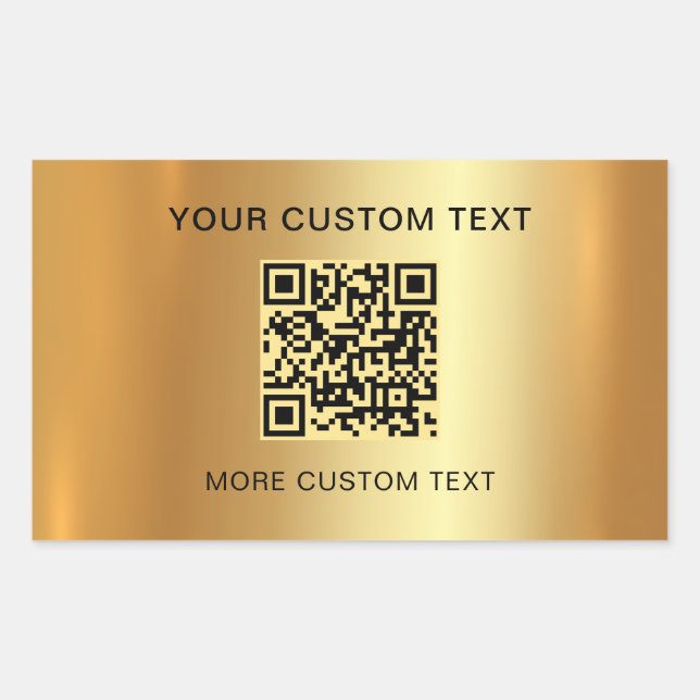 Scannable QR Code Custom Text Elegant Faux Gold Sticker (Front)