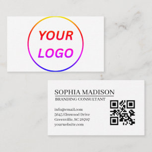 Scannable QR Code Logo Minimalist White Business C Card