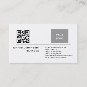 Scannable QR Code on Front Modern Plain Simple Business Card