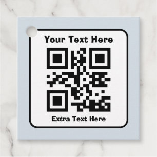 Scannable QR Code Template w/Editable Text Favour Tags