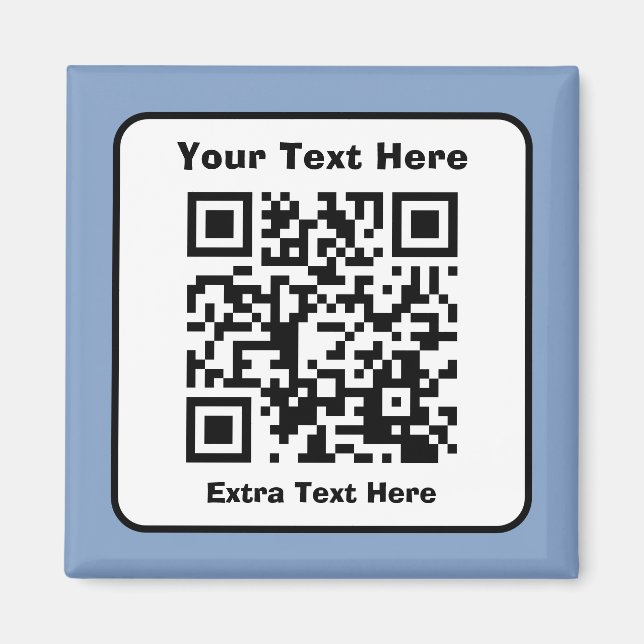Scannable QR Code Template w/Editable Text Magnet (Front)