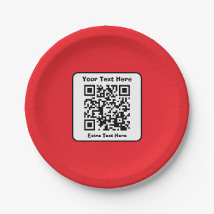 Scannable QR Code Template w/Editable Text Paper Plate
