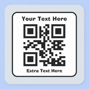 Scannable QR Code Template w/Editable Text Square Sticker
