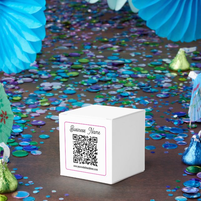 Scannable QR code with Cursive Script Handwriting Favor Box (Party)