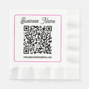 Scannable QR code with Cursive Script Handwriting Napkin