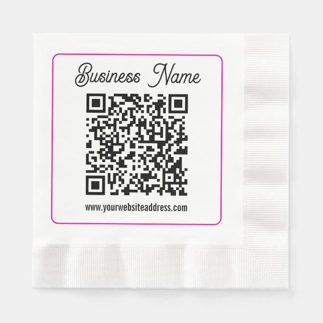 Scannable QR code with Cursive Script Handwriting Napkin (Front)