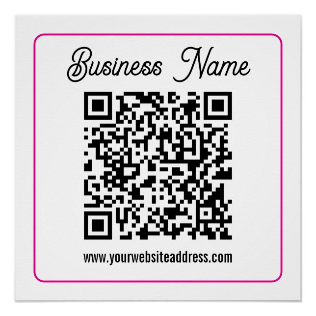 Scannable QR code with Cursive Script Handwriting Poster (Front)
