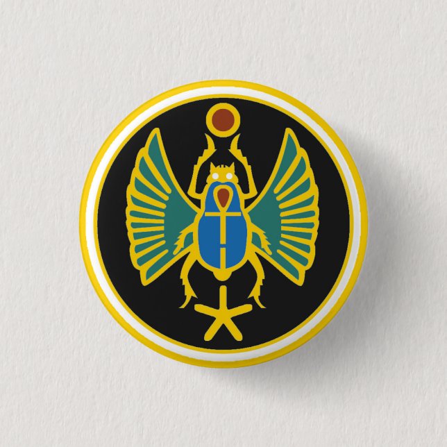 Scarab Badge in Ancient Egyptian Colours 1 Inch Round Button (Front)