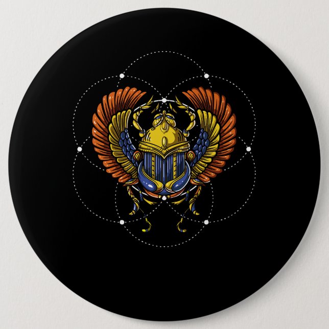 Scarab Beetle Egyptian Symbol Sacred Geometry 6 Inch Round Button (Front)