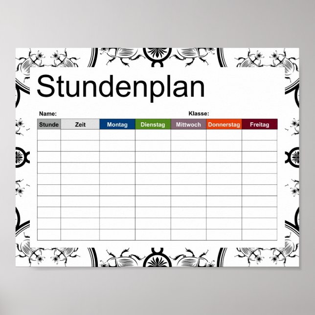 Scarab tile line pattern  timetable poster (Front)