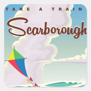 Scarborough beach travel poster square sticker