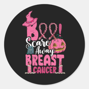 Scare away Breast Cancer Awareness Pink Ghost Hall Classic Round Sticker