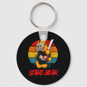 Scare Bear Horror Bear With Knife Spooky Halloween Keychain