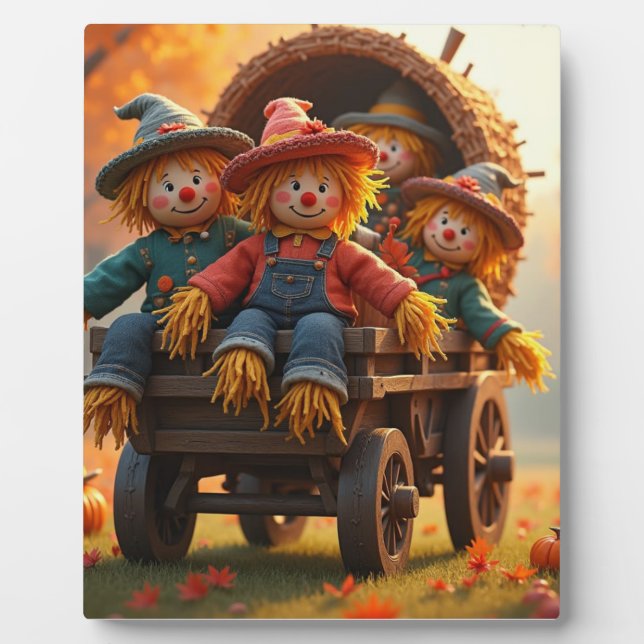 Scare crows on a hay ride plaque (Front)