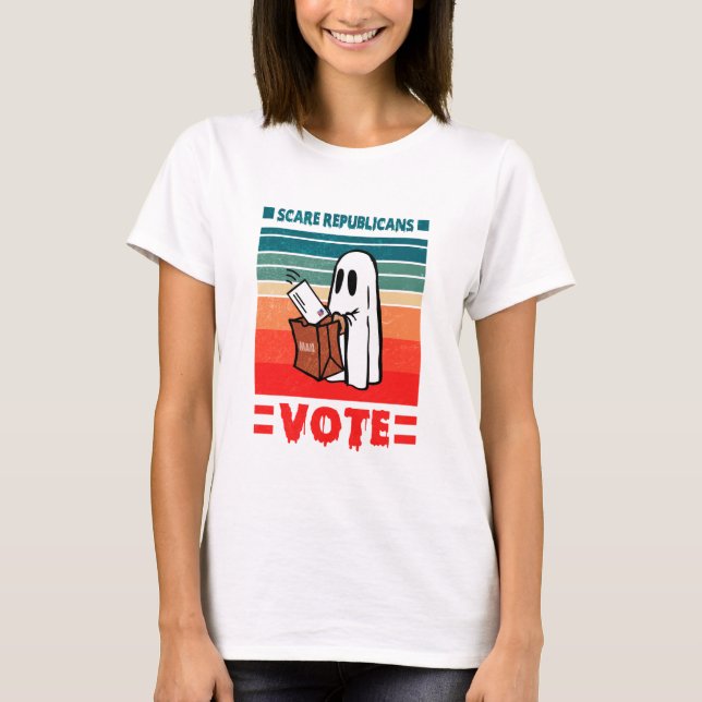 Scare Republicans Vote by Mail -Voting Halloween 2 T-Shirt (Front)