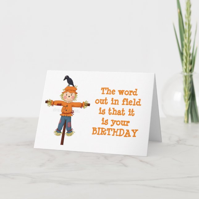 SCARECROW AND CROW WITH "BIRTHDAY WISHES" CARD (Front)