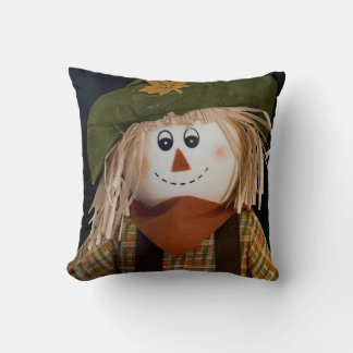 Scarecrow and Green Hat Reversible Green Throw Pillow