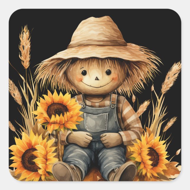 Scarecrow Apron  Square Sticker (Front)