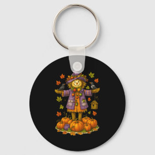 Scarecrow Autumn Harvest Fall Season Pumpkin Thank Keychain