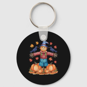 Scarecrow Autumn Hello Fall Pumpkin Thanksgiving H Keychain