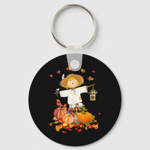Scarecrow Autumn Hello Fall Pumpkin Thanksgiving H Keychain