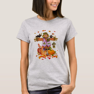 Scarecrow Autumn Hello Fall Pumpkin Thanksgiving T-Shirt