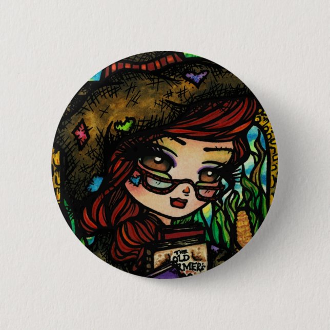 Scarecrow Fairytale Girl Fairy Fantasy 2 Inch Round Button (Front)