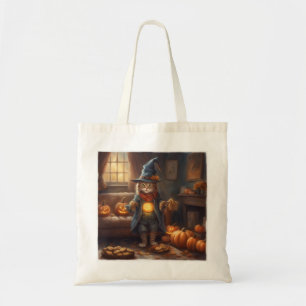 Scarecrow Farmer Kitten Halloween trick-or-treat Tote Bag