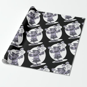 scarecrow gives friendship message funny cartoon wrapping paper
