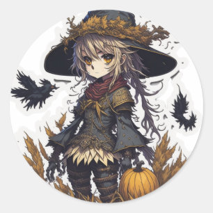 Scarecrow Halloween  Classic Round Sticker