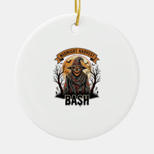 Scarecrow Halloween Shirt Vintage Engraving Party  Ceramic Ornament